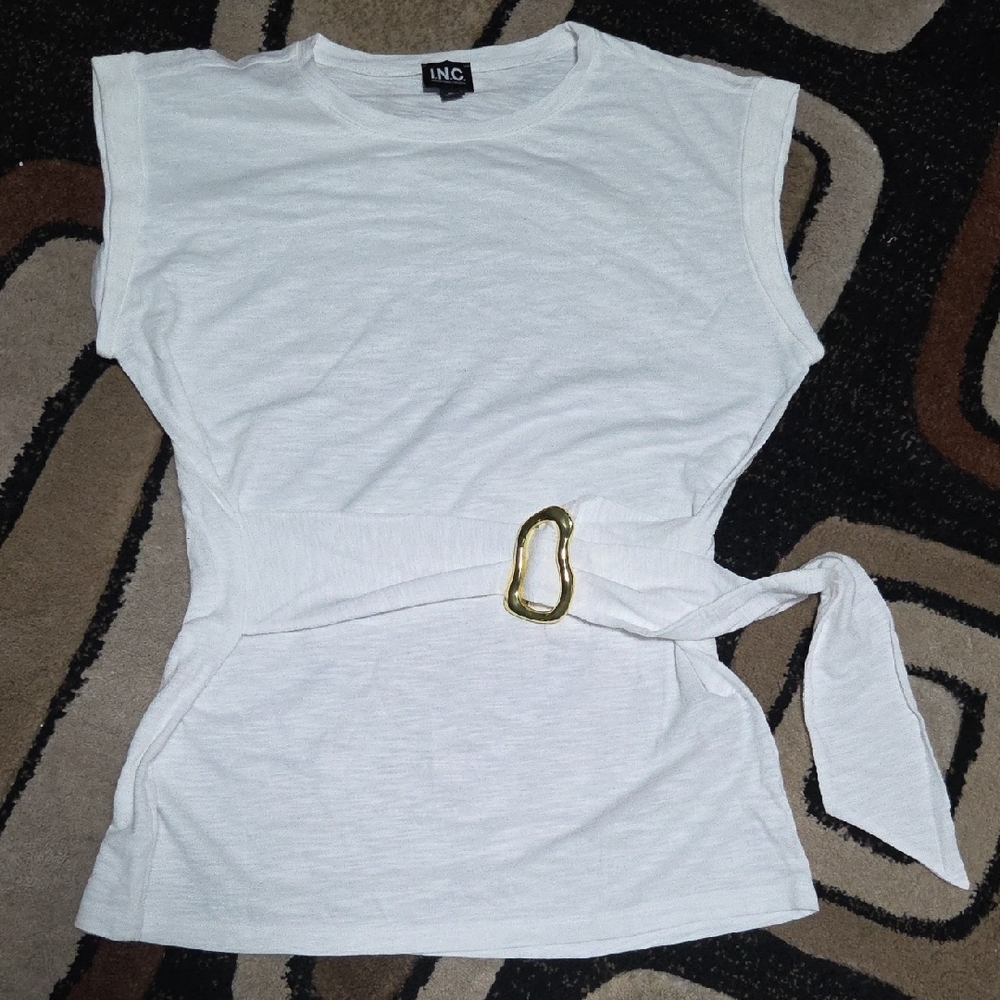 INC International Concepts White Tie Front Muscle Tee